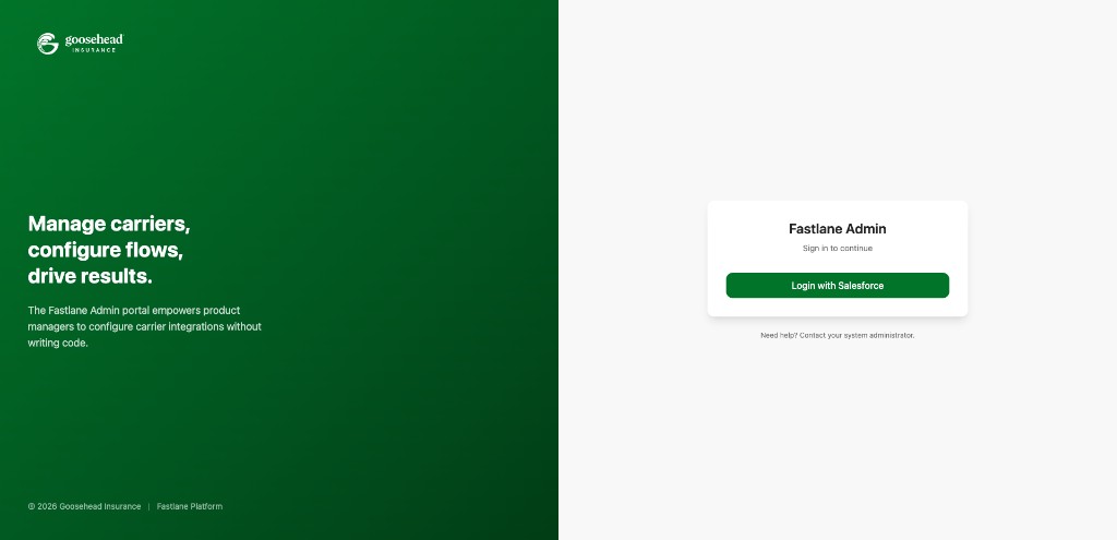 Fastlane Admin login page
